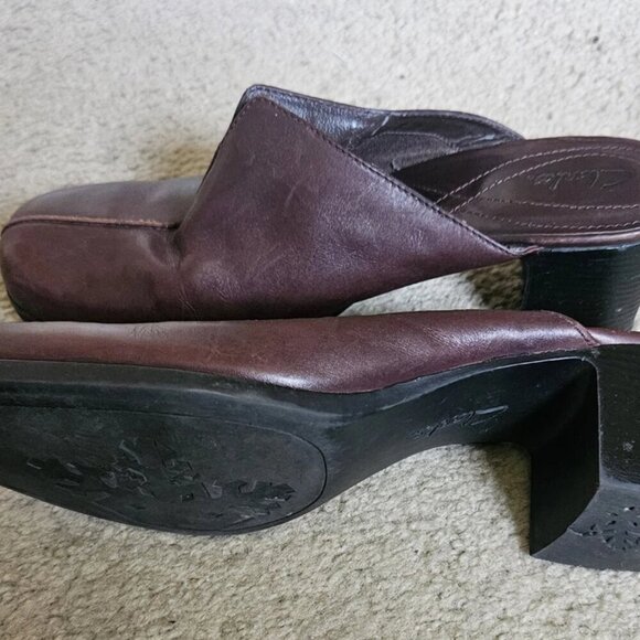 Clarks Hark Smu Brown Leather Slip On Comfort Shoes Clogs Mules Women 9 - Picture 4 of 5